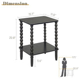 Fultyle Black Side Table, Small End Table with 2-Tier Shelf, Vintage Night Stand with Storage for Bedroom Living Room, Small Spaces (Black) Fultyle