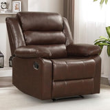 IOMOR Manual Recliner Chair with Overstuffed Arm and Extra-Padded Back, Breathable PU Leather Reclining Chair for Adults, Single Sofa for Living Room, Bedroom (Dark Brown)
