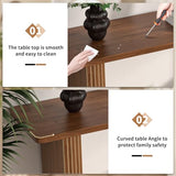 Fluted Narrow Console Table, Mid Century Modern Long Entryway Table, Farmhouse Entry Way Couch Table Behind Sofa, Easy Assembly, 60 Inch, for Living Room, Hallway, Entrance, Wooden, Walnut Xyulmeo