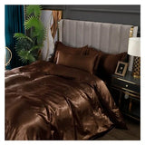 MUORREY Bedding Luxury Satin Bedding Set Rayon Duvet Cover Set Single Double King Size Bedding Kit Designer Bedding Set Bed Cover Bed Lines Set (Color : C, Size : Queen) MUORREY