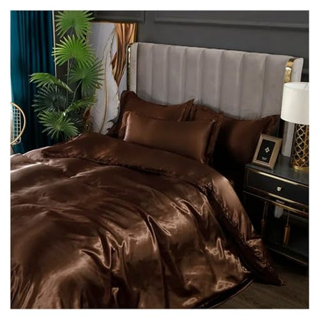 MUORREY Bedding Luxury Satin Bedding Set Rayon Duvet Cover Set Single Double King Size Bedding Kit Designer Bedding Set Bed Cover Bed Lines Set (Color : C, Size : Queen) MUORREY