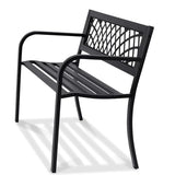 VEVOR Outdoor Bench, 46" Iron Steel Frame Garden Park Bench with Mesh Pattern and Plastic Backrest Armrests, Patio Bench for Garden, Park, Yard, Front Porch VEVOR