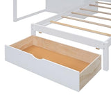 Ball & Cast Full Over Twin Bunk Bed with Safty Guardrail & Storage Stair,Wood Loft Bedframe W/Wardrobe & Drawers,Space-Saving Design,Easy Assembly,Versatile Furniture for Boy Girl Teen Bedroom,White Ball & Cast