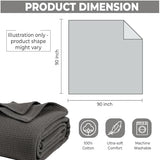 100% Cotton Blankets for Bed - Waffle Weave Blankets for Summer, Lightweight and Breathable Soft Woven Blanket for Spring (Dark Grey, Queen (90" x 90")) QUBA LINEN