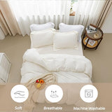 SheRest Beige Duvet Cover Twin Size - Soft Brushed Microfiber, 1 Duvet Cover 68x90 Inches with Zipper Closure 8 Ties & 1 Pillow Sham, Breathable Bedding Set for All Season (No Comforter) SheRest