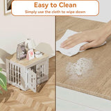 Snuowu 26" Heavy Duty Dog Crate Furniture for Small,Medium and Large Dogs,Rustic Wooden Dog Cage Kennel Indoor Furniture with Waterproof Top,Decorative Pet House Side End Table (White & Wood) Snuowu