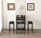 YHUBHSIS 3-Piece Dining Table and Chairs Set, 2-Person Kitchen Table and Chairs Set,with 3 Large Storage Shelves, for Kitchen Breakfast Table, Living Room, Bar, Small Space, Apartment (Black) YHUBHSIS
