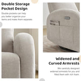 AEMEIOS Nursery Glider Recliner, Power Swivel Rocking Recliner with USB & Type-C Port, Swivel Nursering Reclining Rocker with Double Pockets for Living Room, Camel Chenille