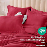 Velorose Queen Comforter Set Red - Bed in a Bag Queen Size 7 Pieces, Soft Bedding Set for All Seasons, Christmas Premium Queen Comforter Set with Comforter, Sheets, Pillowcases & Shams Velorose