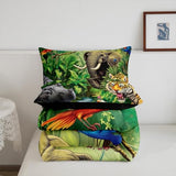 Jungle Animals Comforter Set - Queen Size Safari Animal Bedding with 1 Comforter and 2 Pillow Cases Erosebridal
