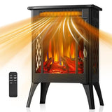 Electric Fireplace Stove, 1500W, Fast Heating, X Infrared Fireplace Heater with Remote Control, 8H Timer, Freestanding Stove with Adjustable 3D Flame Overheat Protection, Indoor Fireplace Electactic