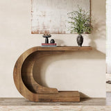 Tribesigns 43.3" Mid-Century Modern Console Table for Entryway, Wood C-Shaped Hallway Entry Accent Table for Living Room, Entrance, Foyer, Easy Assembly, Brown Tribesigns