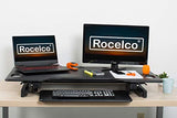 Rocelco 46" Large Height Adjustable Standing Desk Converter - Quick Sit Stand Up Triple Monitor Riser - Tall Gas Spring Assist Computer Workstation - Retractable Keyboard Tray - Black (R DADRB-46) Rocelco