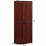 HOMCOM 63" 2-Door Kitchen Pantry, Freestanding Storage Cabinet with 5-tier Shelving and 2 Adjustable Shelves for Dining Room, Cherry Wood Color HOMCOM