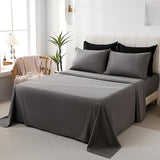 DOWNCOOL Full Size Comforter Sets, 7Pcs Full Size Bedding Sets Black/Grey, All Season Down Alternative Bedding Comforter Sets with Comforter, Flat Sheet, Fitted Sheet, 2 Pillow Shams & 2 Pillowcases DOWNCOOL