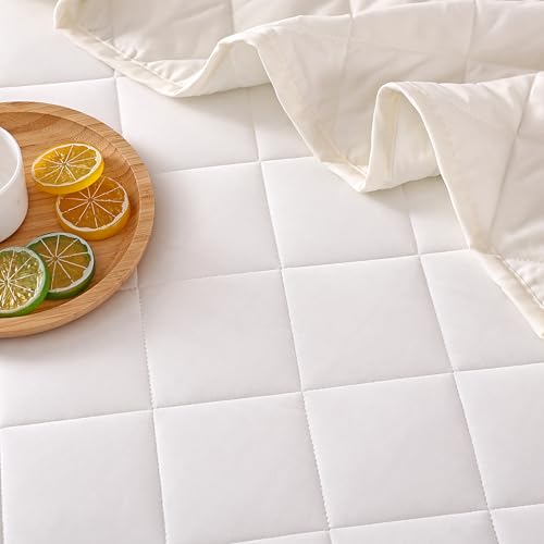EVOLIVE Elastane Diamind Quilted All Season Light Weight Single Reversible Cooling Quilt/Comforter (White, Full/Queen) EVOLIVE