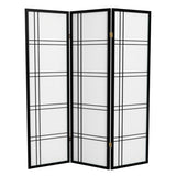 Red Lantern 5 ft. Tall Double Cross Shoji Screen - Black - 3 Panels Red Lantern