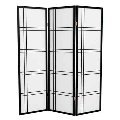 Red Lantern 5 ft. Tall Double Cross Shoji Screen - Black - 3 Panels Red Lantern