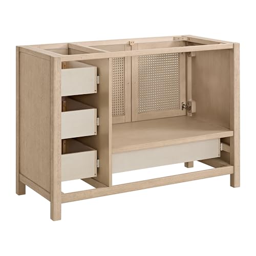 Alaterre Furniture Lucca 48 Inch Bathroom Vanity - Freestanding Cabinet Without Sink - Wood Bathroom Vanity with Large Bottom Drawer, 3 Small Drawers, and Soft-Close Doors (Natural) Alaterre Furniture