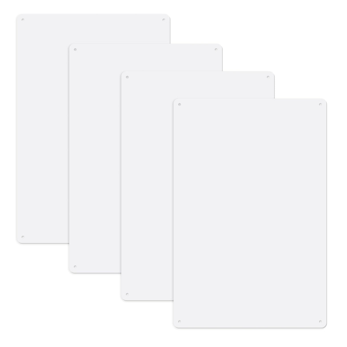 Ayifan 4-Pack White Blank Sign,Blank Metal Tin Sign,12" x 8" Rustic Style for Home Decor, Business Use, Indoor Outdoor Ayifan