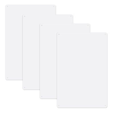 Ayifan 4-Pack White Blank Sign,Blank Metal Tin Sign,12" x 8" Rustic Style for Home Decor, Business Use, Indoor Outdoor