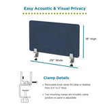 Desk Divider; Sound Absorbing Panel and Sound Proof Dividers - Privacy Shields for Student Desks and Desk Privacy Panels. Cubicle Wall, Desk Divider for Students and Office (Dark Blue, 29" W x 18”H) VaRoom