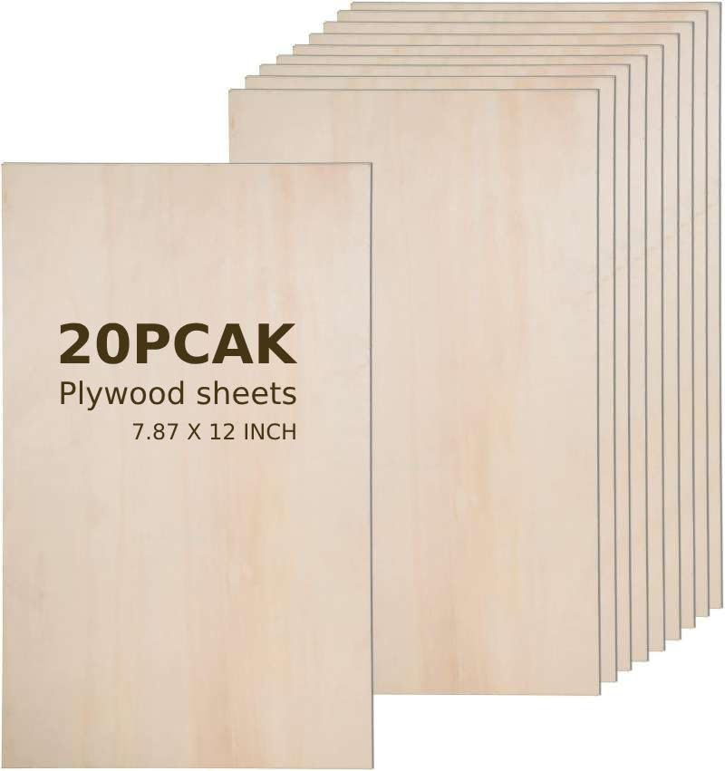 Plywood Board 20PCS 12 x8 x 1/12 inch Basswood Sheets Thin Wood Sheets Perfect for Arts Crafts School Projects and DIY Projects,Baltic Birch Sheets Perfect for Wood Burning… Thiecoc