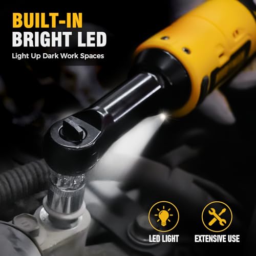 Alloyman 16.8V 2.0Ah Li-Ion Cordless Ratchet Wrench Kit, Yellow, 400 RPM, 7 Sockets, 1/4 Inch Adapter, 1 Hour Fast Charge - WoodArtSupply