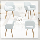 GOOLON Home Office Desk Chair Set of 1, Corduroy Fabric Vanity Chair for Makeup with Hollow Backrest, Comfy Armchair Wood Frame with Strudy Metal Legs, Light Blue GOOLON