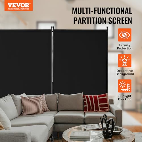 VEVOR Room Divider, 4 Panel Room Divider, Folding Privacy Screen and Portable Partition Divider for Room Separation, Freestanding Room Partitions for Office, Bedroom, Study, Black VEVOR