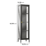 VCGGAIP Metal Display Cabinet with Glass Doors,4-Tier Curio Cabinet with Adjustable Shelves,21 DIY Color Lights Display Cases for Collectibles Figure VCGGAIP