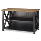 Walker Edison Farmhouse Wood Bookcase with 2 Fixed Shelves - 52 Inch, Black Storage Cabinet for Home Office Walker Edison