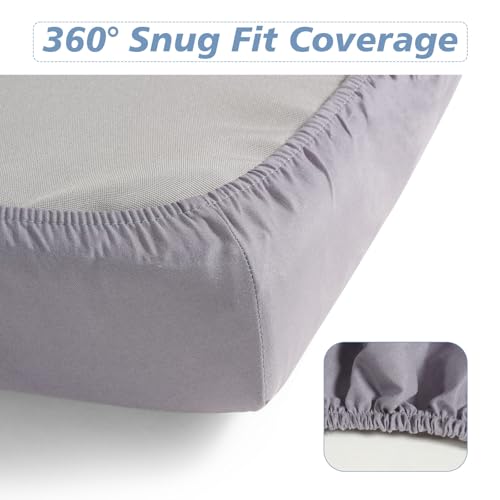 URZGU Cot Sheets 31" x 75", 4 Piece Cot Sheet Set, Fitted for Narrow Twin Mattress/RVs Bunk/Camper Bunks/Guest/Army Cots, Soft & Breathable Camper Bedding Set, Gray URZGU