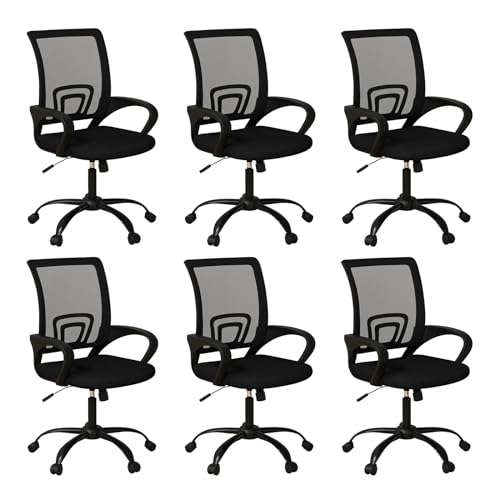 Bonzy Home Ergonomic Office Chairs Set of 6, Rolling Conference Chair with Wheels, Mesh Computer Desk Chair with 360°Swivel, Height Adjustable, 6 Pack Bonzy Home