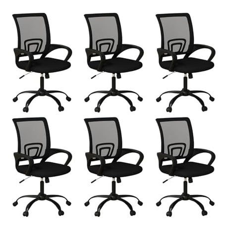 Bonzy Home Ergonomic Office Chairs Set of 6, Rolling Conference Chair with Wheels, Mesh Computer Desk Chair with 360°Swivel, Height Adjustable, 6 Pack Bonzy Home