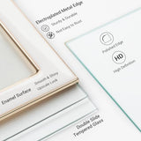 Axeman 8x10 Gold Floating Frame White Enamel Picture Frame with Metal Edge for 6x8, 5x7 up to 8x10 Photo Double Glass Floating Picture Frame for Desk Tabletop Shelf Vertical Display Axeman