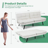 Opoiar 71" L Covertible Futon Sofa Bed,Faux Leather Futon Couch, Memory Foam Modern Loveseat Sleeper, Small Splitback Sofa Couches for Living Room,RV,Home Office,Apartment,White Opoiar