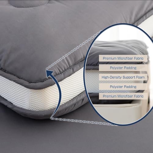 Syalife Japanese Futon Mattress Floor Mattress Twin Size, 4" Thicken Foldable & Portable Floor Bed Sleeping Pad, Traditional Shikibuton 32D Foam Filled, Design in Japan (Grey, 39 * 80) 39GY-A Syalife