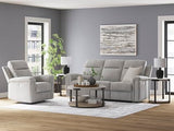 Signature Design by Ashley Barnsana Minimalist Power Reclining Sofa with USB Charging Ports, Light Gray Signature Design by Ashley