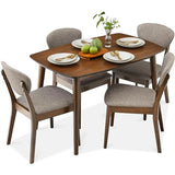 Best Choice Products 5-Piece Dining Set, Compact Mid-Century Modern Table & Chair Set for Home, Apartment w/ 4 Chairs, Padded Seats & Backrests, Wooden Frame - Walnut/Light Gray Best Choice Products