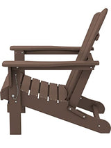 KINGYES Folding Adirondack Chair, HDPE All-Weather Folding Adirondack Chair, Brown KINGYES