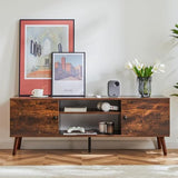 DUMOS TV Stand for 55 60 inch TV, Entertainment Center with Storage Cabinet, Mid Century Modern Media Console Table, Adjustable Hinge, Wooden Television Furniture for Living Room, Office DUMOS