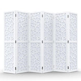 VINGLI 70'' H Room Divider, Non-Woven Fabric Privacy Screen, Indoor Partition Wall Dividers, Freestanding Hinged Space Separator with Modern Unique Pattern (White, 6 Panel) VINGLI