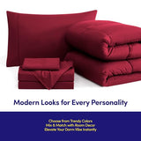 Dorm Room Essentials College Bedding Comforter Set 5 Piece Twin Size Bed in a Bag for College Students Boys and Girls, Twin, Red Sweet Home Collection