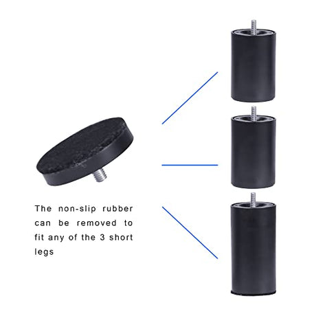 Adjustable Bed Base Replacement Legs Set, 12-Inch M8 Thread with M10 Adapters, 3-Section, Durable Black Finish Skuehod