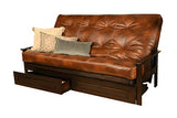 Kodiak Furniture Monterey Queen-size Futon, Storage Drawers, Espresso Finish with Oregon Trail Saddle Mattress Kodiak Furniture