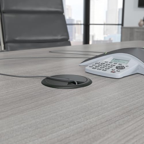 Bush Business Furniture Boat Shaped Conference 4-6 People with Wood Base | Stylish 6 FT Table for Office Boardrooms and Training Rooms, 72W x 36D, Platinum Gray Bush Business Furniture