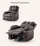 Oversized Recliner Chairs with Massage and Heat, Leather Recliner Chair for Adults, Manual Chair with Cup Holder for Living Room, Bedroom and Nursery (Coffee) GarveeHome