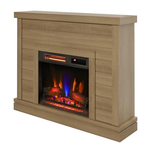 duraflame® Shiplap Wall Mantel Electric Fireplace, Calvin Brown Duraflame