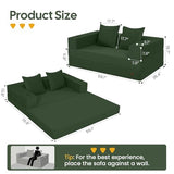 COMAX Futon Sofa Bed, 4‑in‑1 Convertible Sofa Bed, Folding Boneless Couches for Living Room, Fold Out Small Foldable Loveseat Floor Sleeper Comfy Mattress Lounge Space‑Saving, Green COMAX